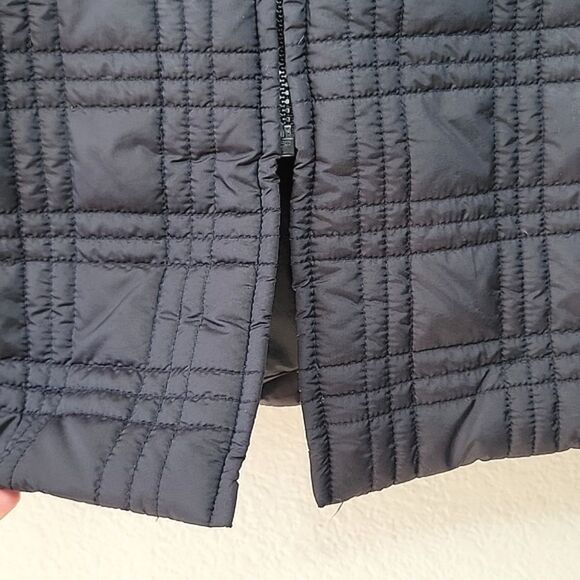LEVI'S Black Plaid Quilted Long Puffer Coat Jacket size XS Neutral Warm Winter - Picture 5 of 16